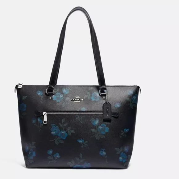 NWT Coach Gallery Victorian Floral Tote Bag!Black Blue